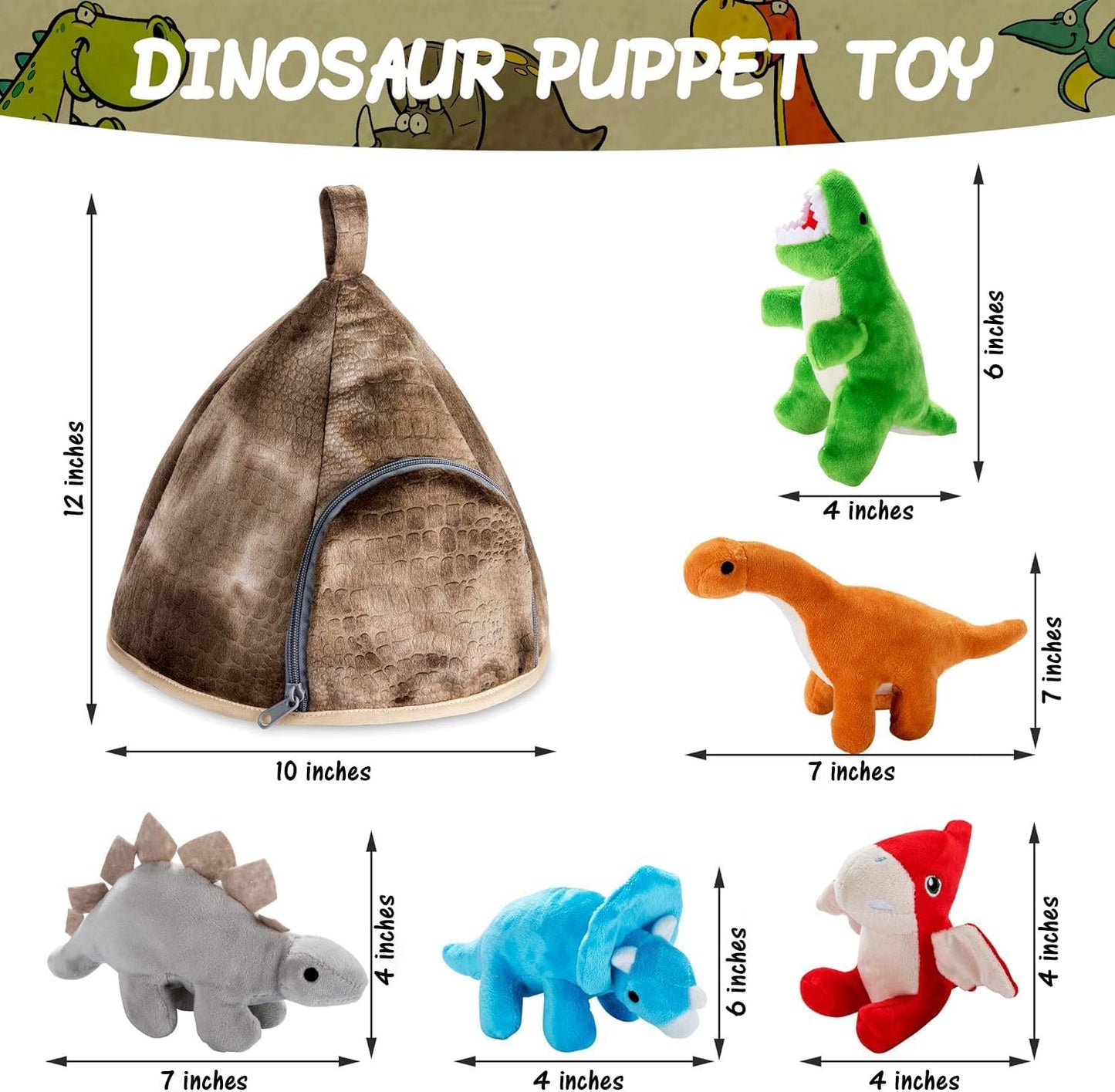 5pack Stuffed Toy Dinosaur Animal Set