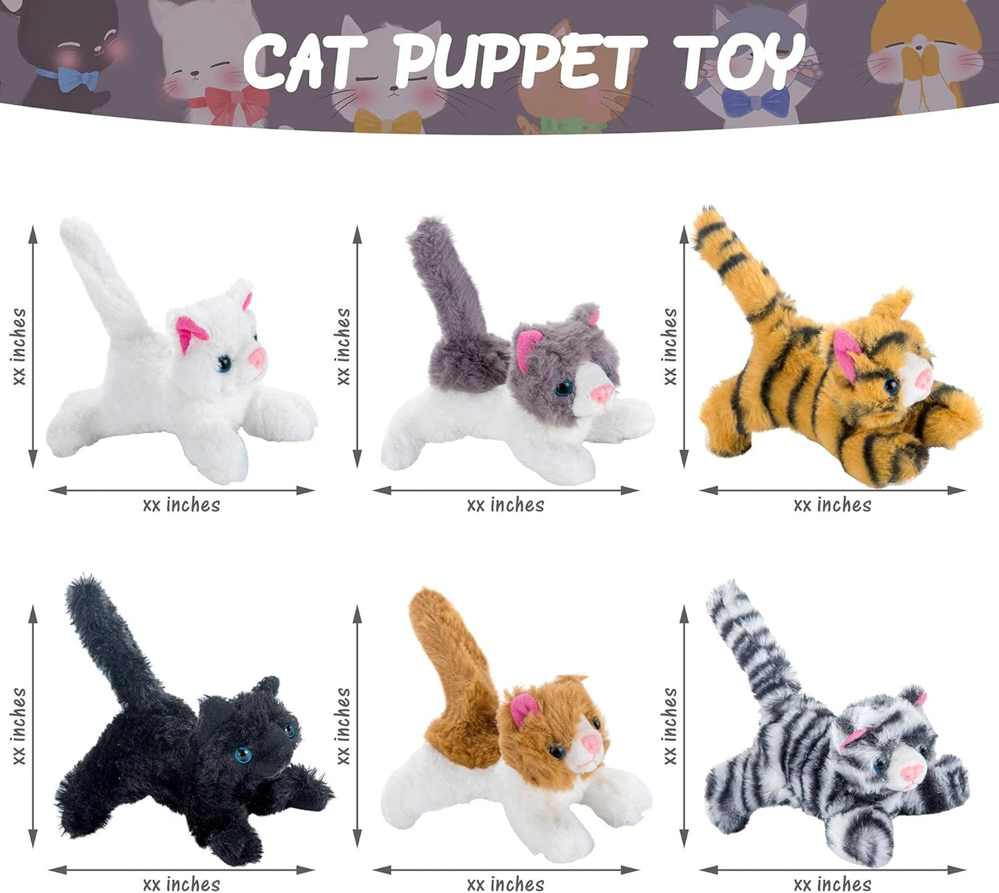 6pack Cat Plush Stuffed Toy Set