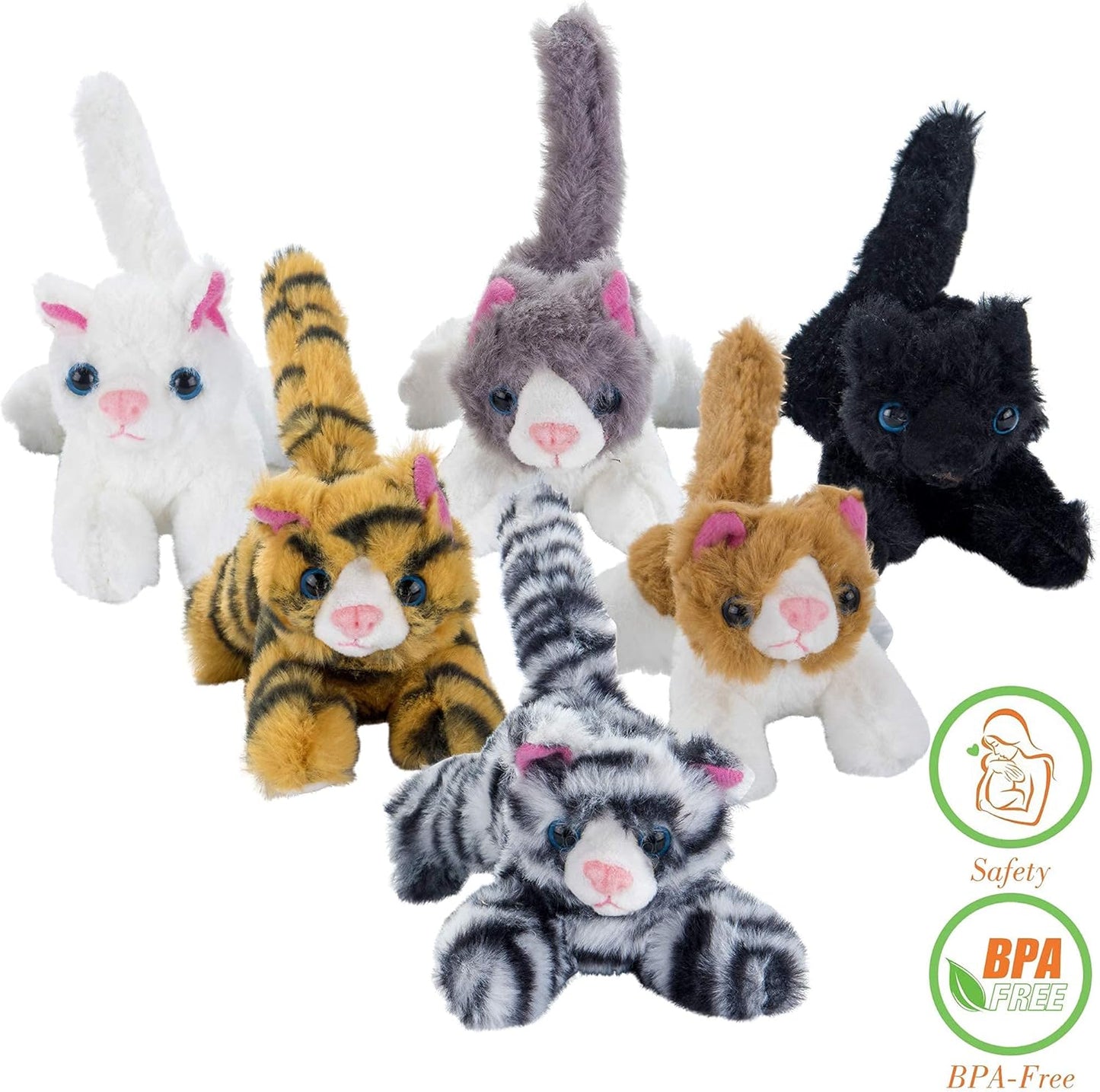 6pack Cat Plush Stuffed Toy Set